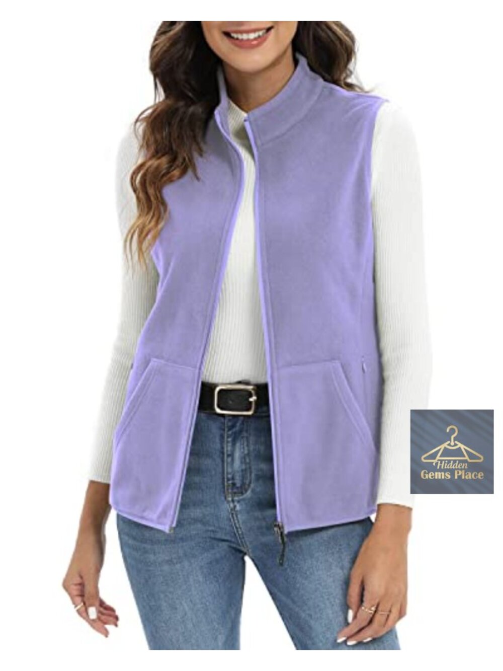Women's Polar Fleece Zip Vest Lightweight Sleeveless Casual Outerwear